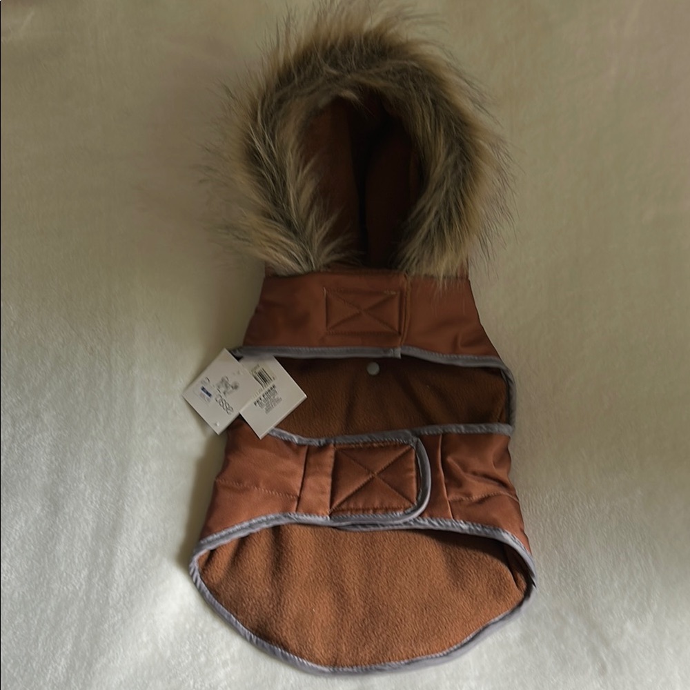 Brown Dog Jacket with Ribbed Cuffs